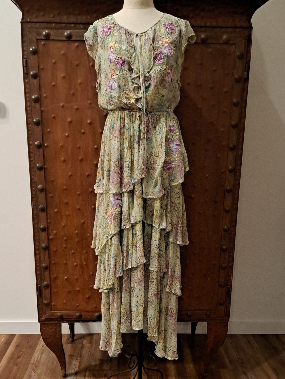 SUNDANCE EDEN TIERED MAXI DRESS WITH EMBROIDERY. JOHNNY WAS INSPIRED. WORN 1X